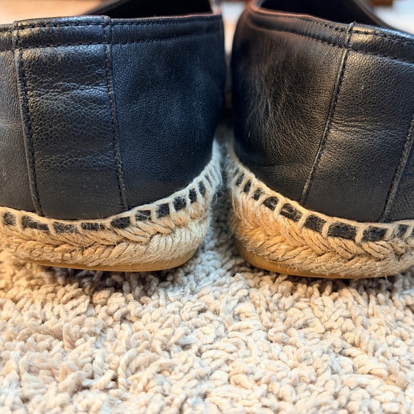 Yves Saint Laurent Black Leather Espadrille Slip-On Loafers main image 4